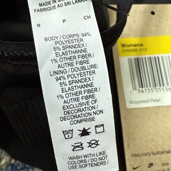 Nike training Sports Bra Seamless Ribbed Sz S BLACK Light-Support Non-Padded NWT - Picture 5 of 6